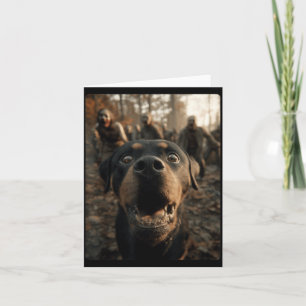 Carte Selfie drôle de Rottweiler avec des zombies effray