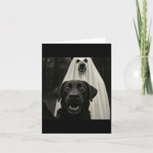 Carte Selfie Halloween Labrador noir avec costume de fan