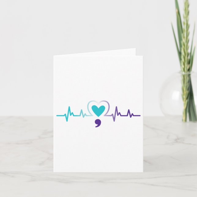 Carte Semicolon de Heartbeat Prévention du suicide Menta (Devant)