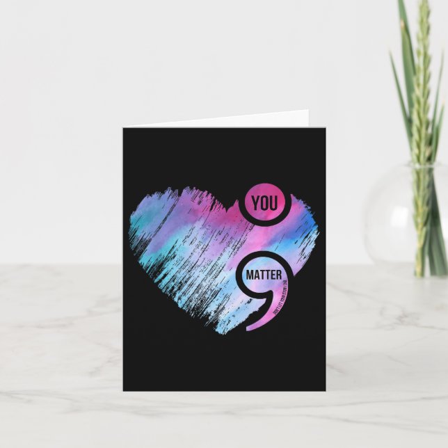 Carte Semicolon du coeur Projet de prévention du suicide (Devant)