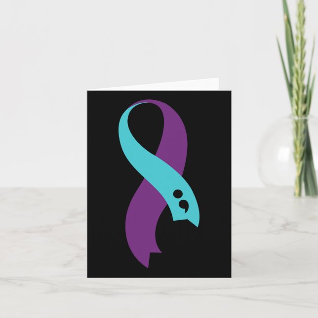 Carte Semicolon du ruban pourpre turquoise Prévention du (Devant)