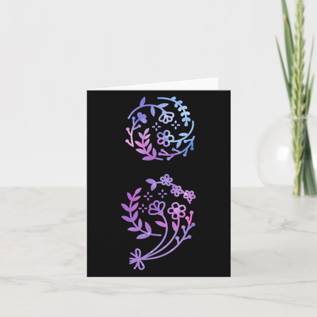 Carte Semicolon Fleur de sensibilisation à la prévention (Devant)