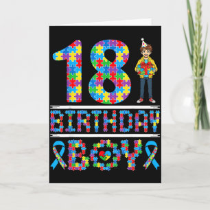 Carte Sensibilisation à l'autisme 18e anniversaire garço