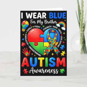 Carte Sensibilisation à l'autisme Je porte du bleu pour