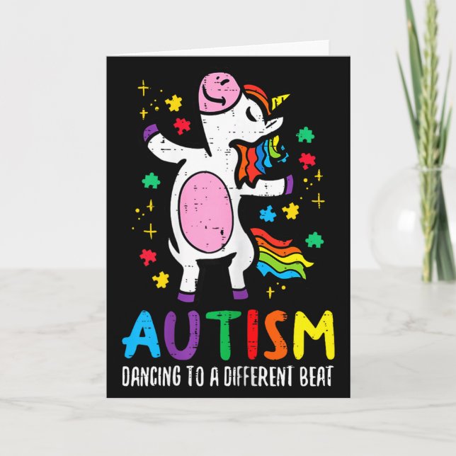 Carte Sensibilisation à l'autisme Licorne Danse Rythme D (Devant)