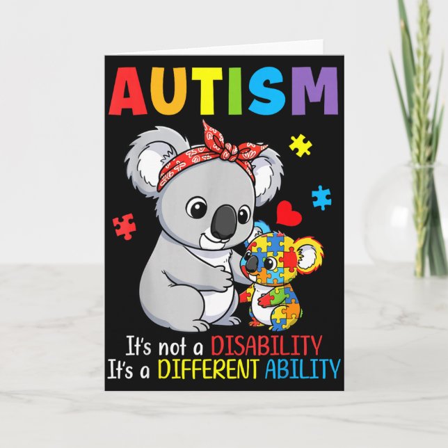 Carte Sensibilisation à l'autisme Mère Koala Capacité Di (Devant)