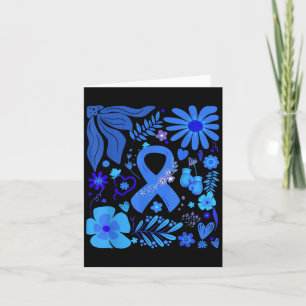 Carte Sensibilisation au diabète Boho floral ruban bleu
