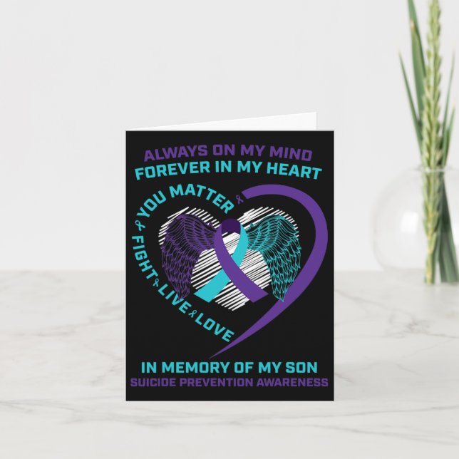 Carte Sensibilisation au suicide en mémoire de mon fils  (Devant)
