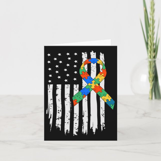 Carte Sensibilisation sur l'autisme American Flag Puzzle (Devant)