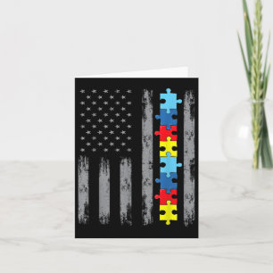 Carte Sensibilisation sur l'autisme American Flag Shirt,