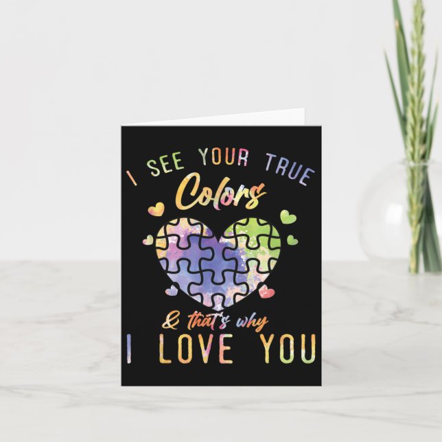 Carte Sensibilisation sur l'autisme Coeur Ruban Kindness (Devant)