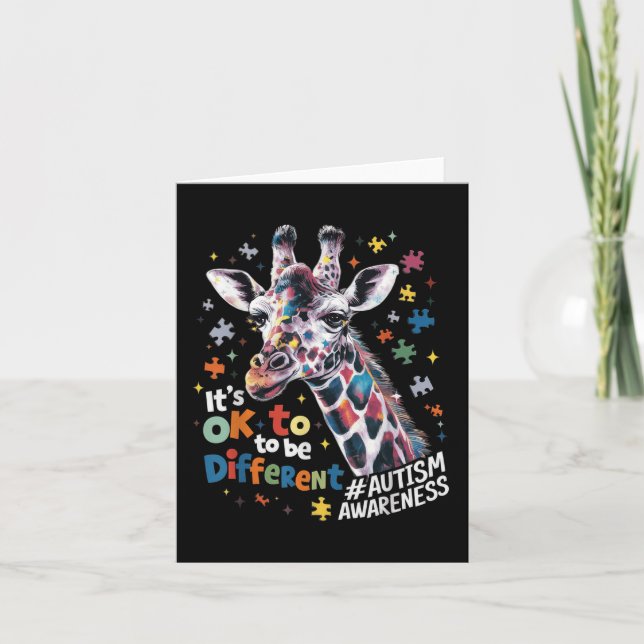 Carte Sensibilisation sur l'autisme Cute Giraffe Animal  (Devant)