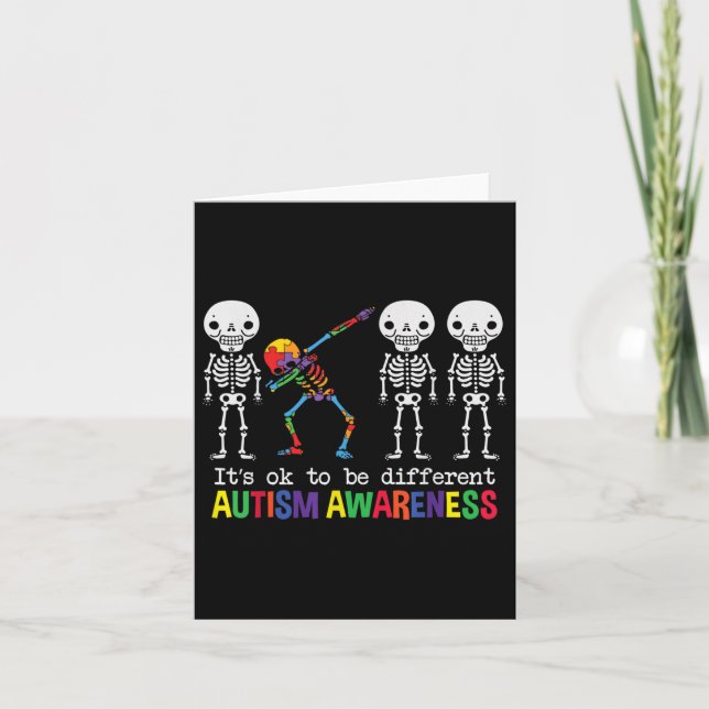 Carte Sensibilisation sur l'autisme Dabbing Skeleton Ce  (Devant)