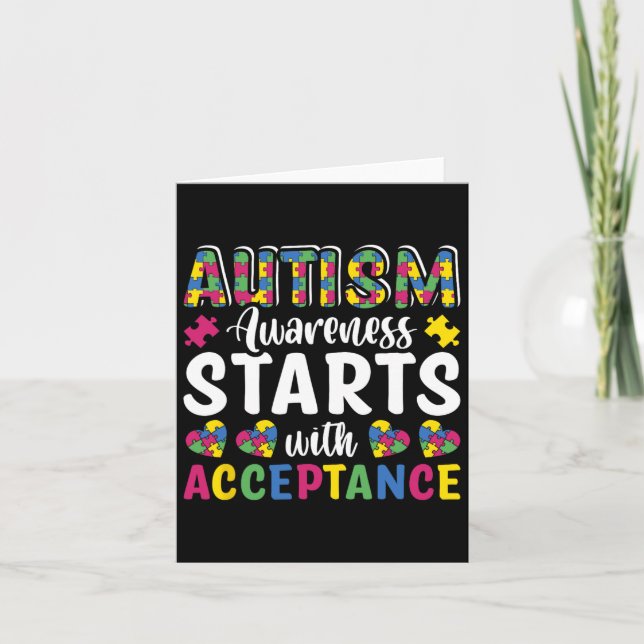Carte Sensibilisation sur l'autisme de puzzle Accepter C (Devant)
