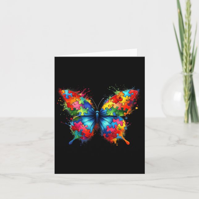 Carte Sensibilisation sur l'autisme papillon coloré Auti (Devant)