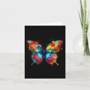 Carte Sensibilisation sur l'autisme papillon coloré Auti