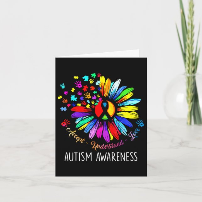 Carte Sensibilisation sur l'autisme Sunflower Accepter C (Devant)