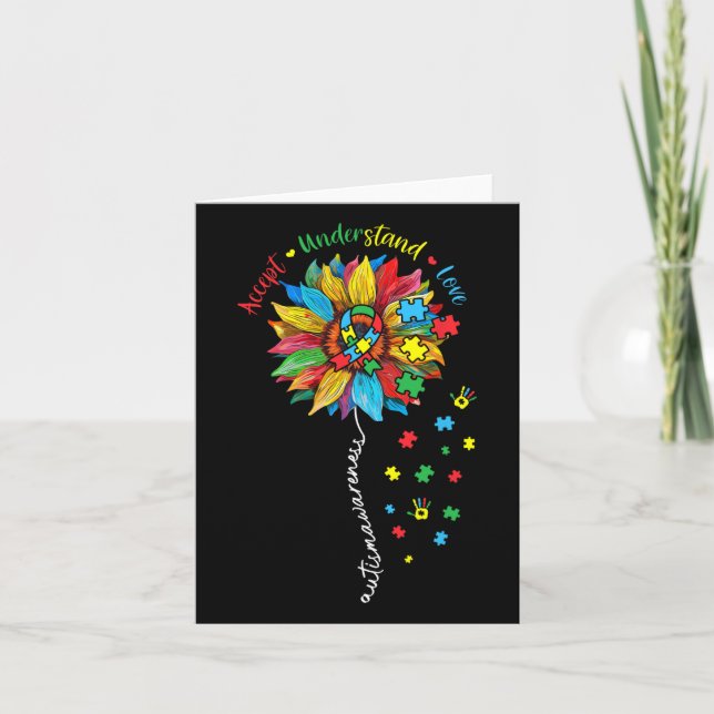 Carte Sensibilisation sur l'autisme Sunflower Accepter C (Devant)