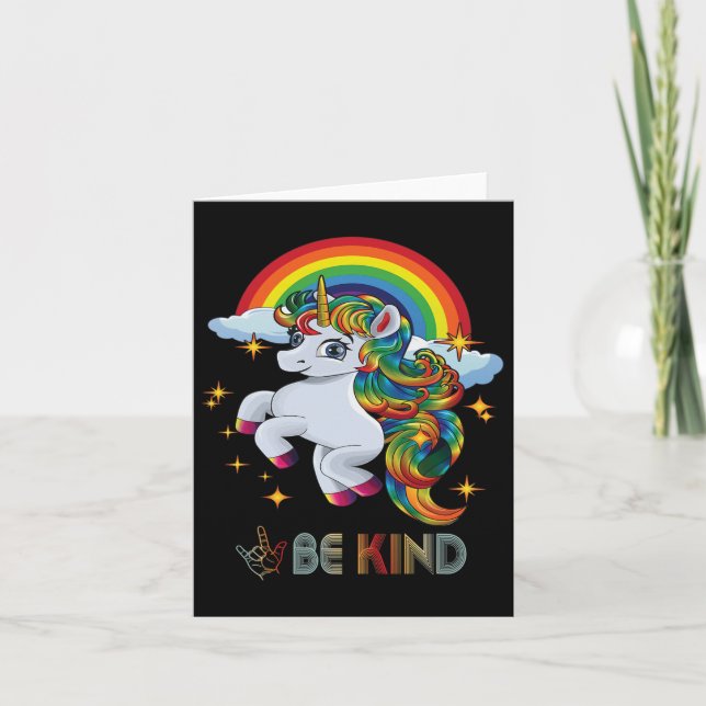 Carte Sensibilisation sur l'autisme Unicorn Be Kind Asl  (Devant)