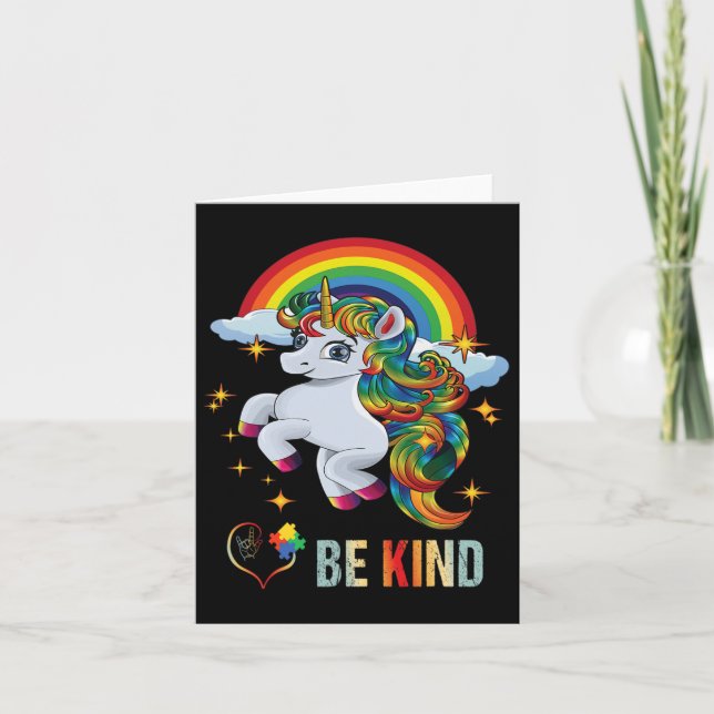 Carte Sensibilisation sur l'autisme Unicorn Be Kind Asl  (Devant)