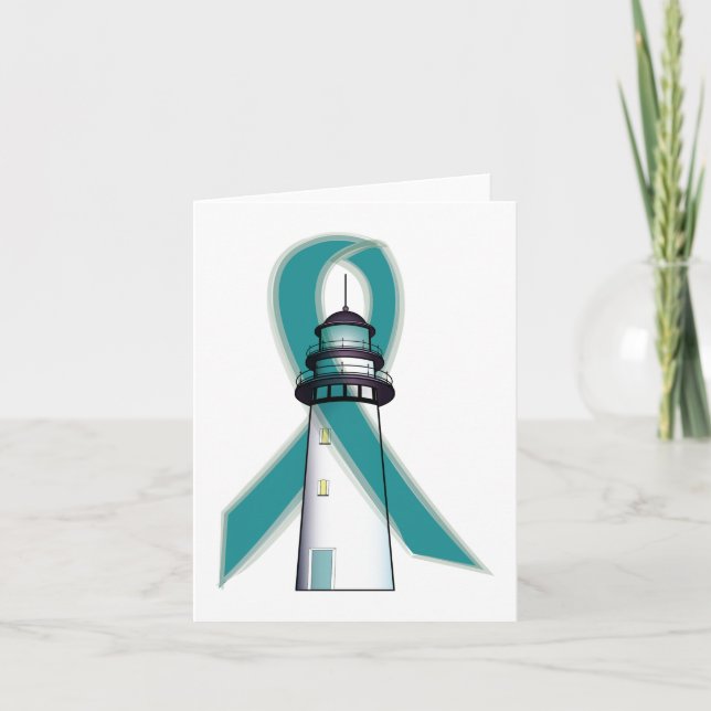 Carte Sensibilisation turquoise Ruban Phare de l'espoir (Devant)
