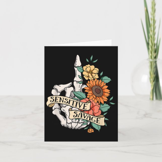 Carte Sensitive Savage Flower Skeleton Dead Inside Motiv (Devant)