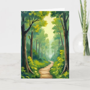 Carte Sentier de la forêt verte   Peinture aquarelle de 