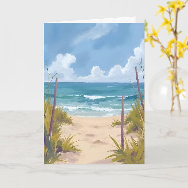 Carte Sentier de la plage | Eau de mer Peinture côtière  (Fleur jaune)
