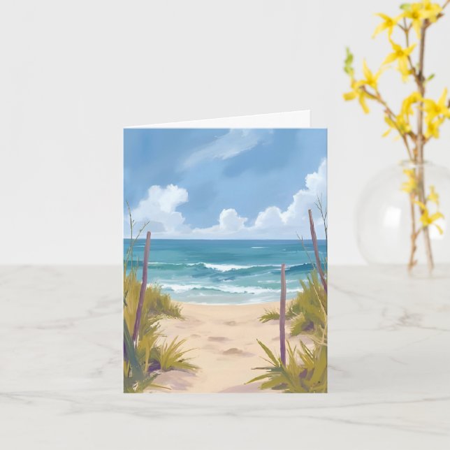 Carte Sentier de la plage | Eau de mer Peinture côtière  (Fleur jaune)