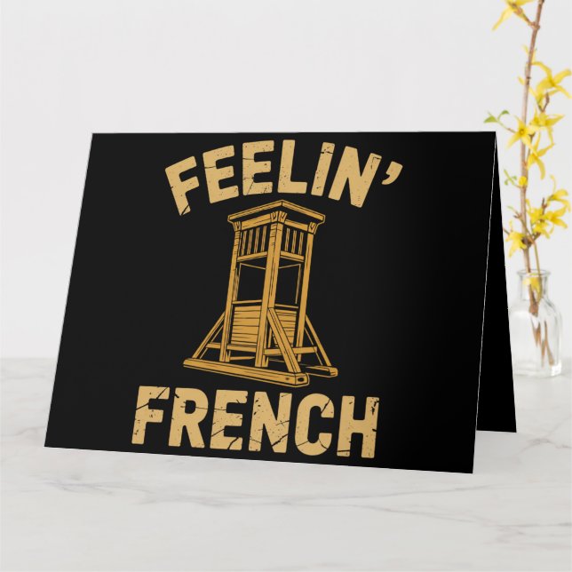 Carte Sentiment guillotine vintage français (Fleur jaune)