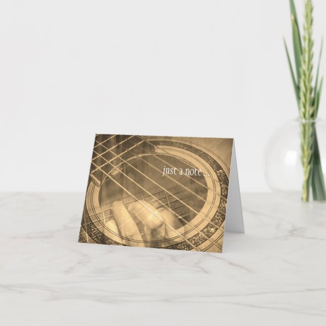 Carte Sepia guitare abstraite juste une note de bienvenu (Devant)