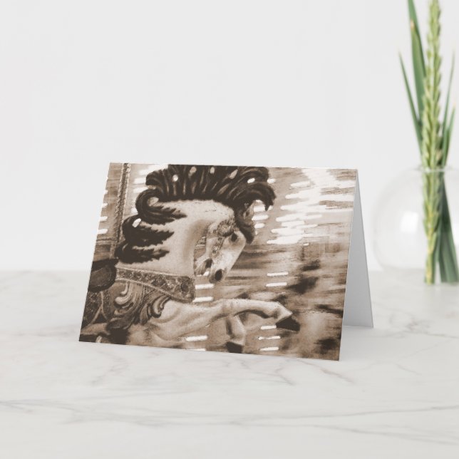 Carte Sepia Merry Horse, Anniversaire (Devant)