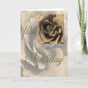 Carte Sepia Rose Happy 62e anniversaire