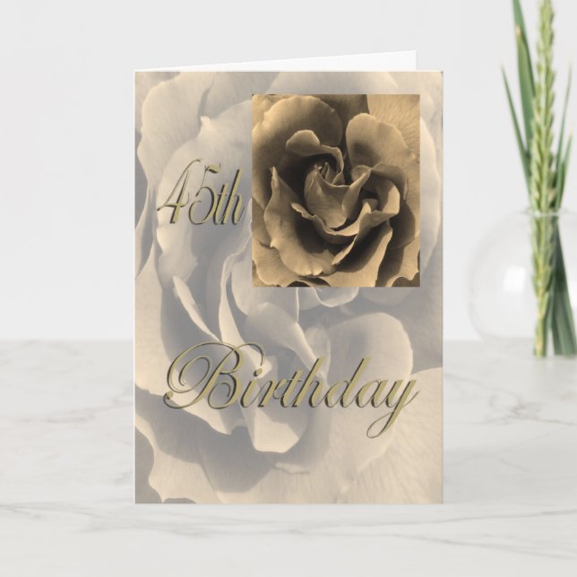 Carte Sepia Rose Joyeux 45ème anniversaire (Devant)