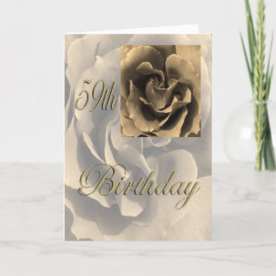 Carte Sepia Rose Joyeux 59ème anniversaire