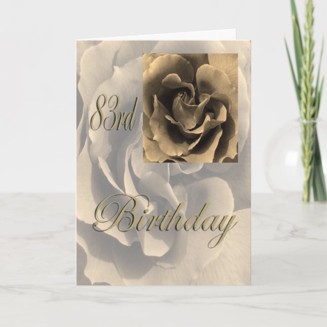 Carte Sepia Rose Joyeux 83e Anniversaire (Devant)