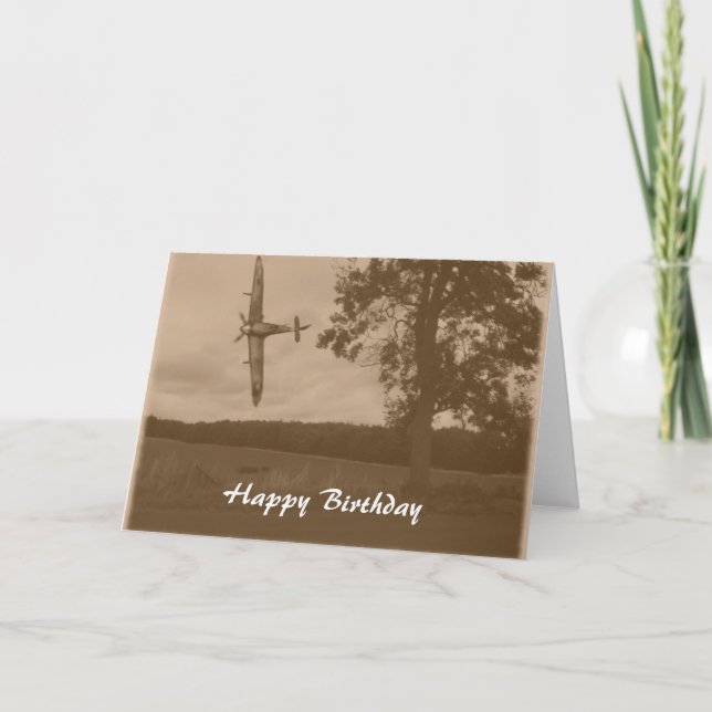 Carte Sepia Spitfire Joyeux anniversaire (Devant)