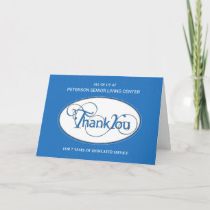 Carte Sept ans d'anniversaire d'employé Merci d'entrepri