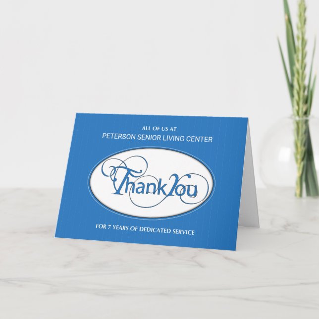 Carte Sept ans d'anniversaire d'employé Merci d'entrepri (Devant)