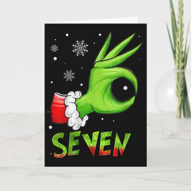 Carte Sept Funny 6 7 Meme Père Noël Noël Xmas Professeur (Devant)