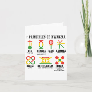 Carte Sept Principes de Kwanzaa Fier Africain Américain
