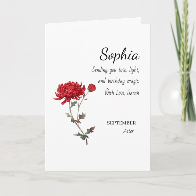 Carte September Aster Personalized Birthday (Devant)