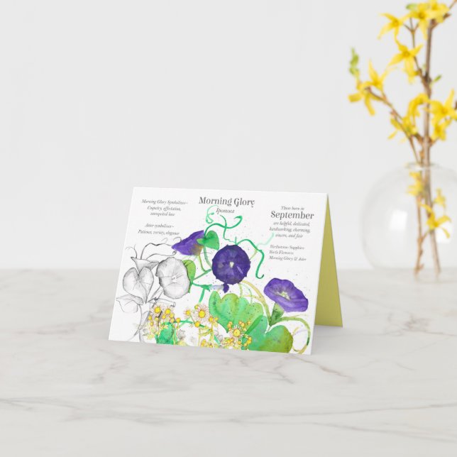 Carte Septembre Anniversaire Matin Gloire Aster Mois de  (Fleur jaune)