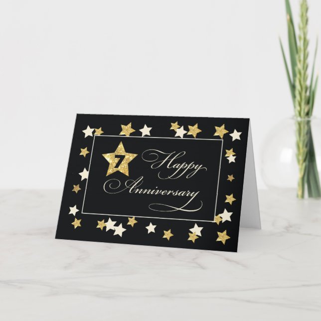 Carte Septième anniversaire de l'employé Effet or noir (Devant)