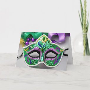Carte Sequin Mardi Gras Masque Anniversaire