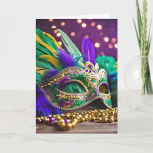 Carte Sequin Mardi Gras Masque Anniversaire