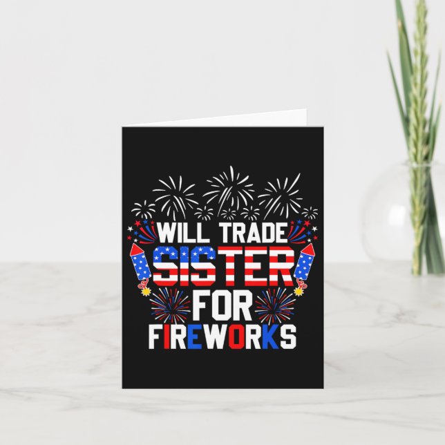 Carte Sera La Soeur Pour Fireworks Drôle 4 juillet (Devant)