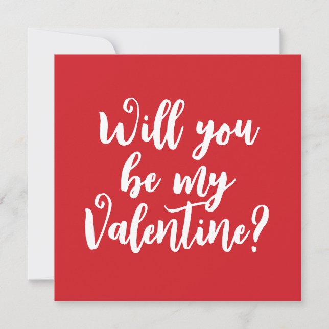Carte Seras-tu ma Saint-Valentin? rouge écriture manuscr (Devant)