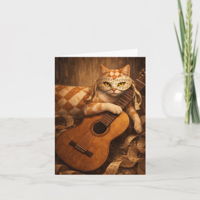 Carte Sérénade à la guitare, portrait de chat Sweet Note (Devant)