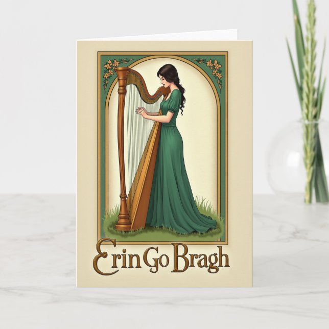 Carte sérénade de la harpe irlandaise (Devant)